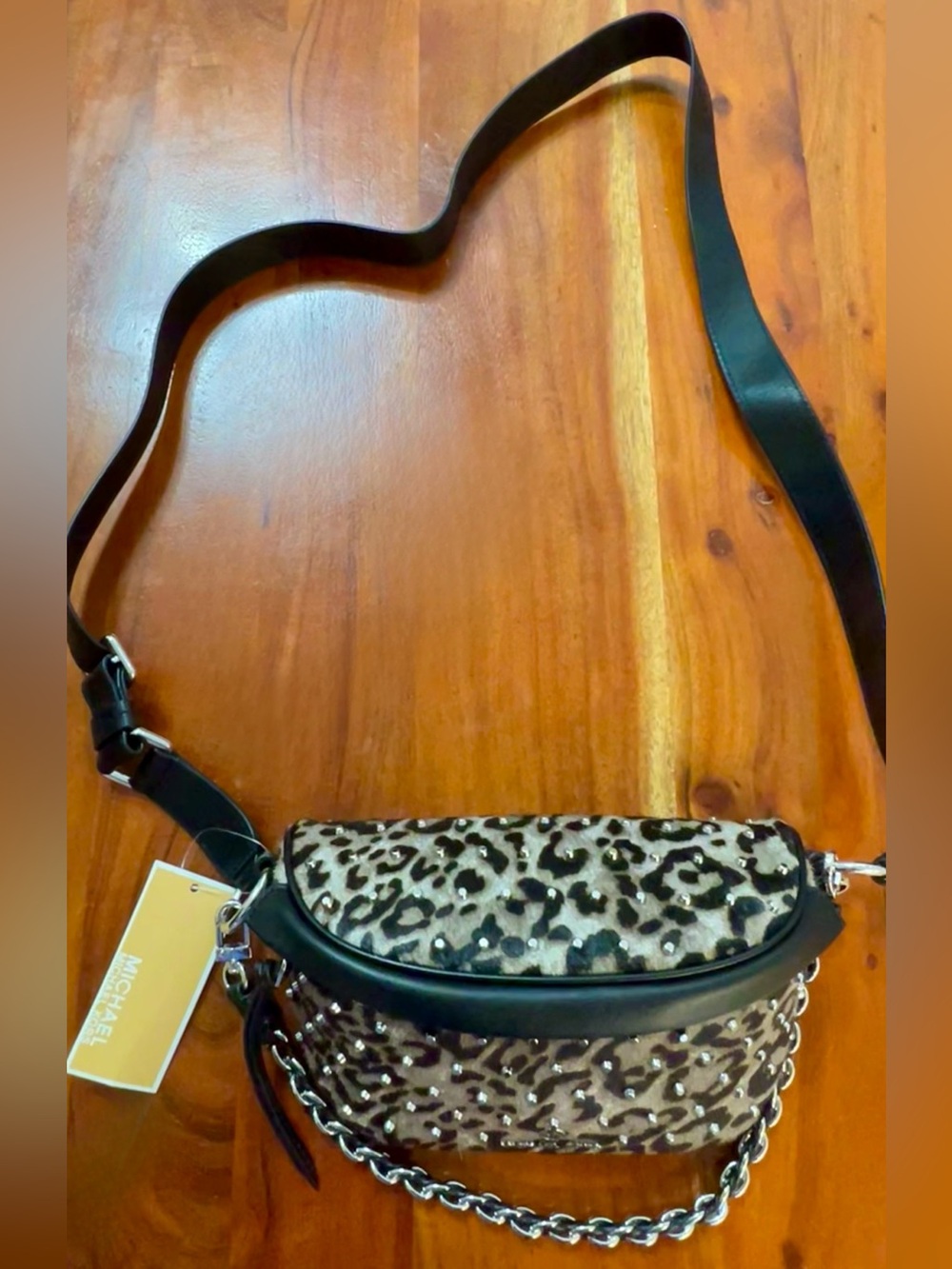 Michael Kors animal print calf hair cross body adjustable Sling Pack